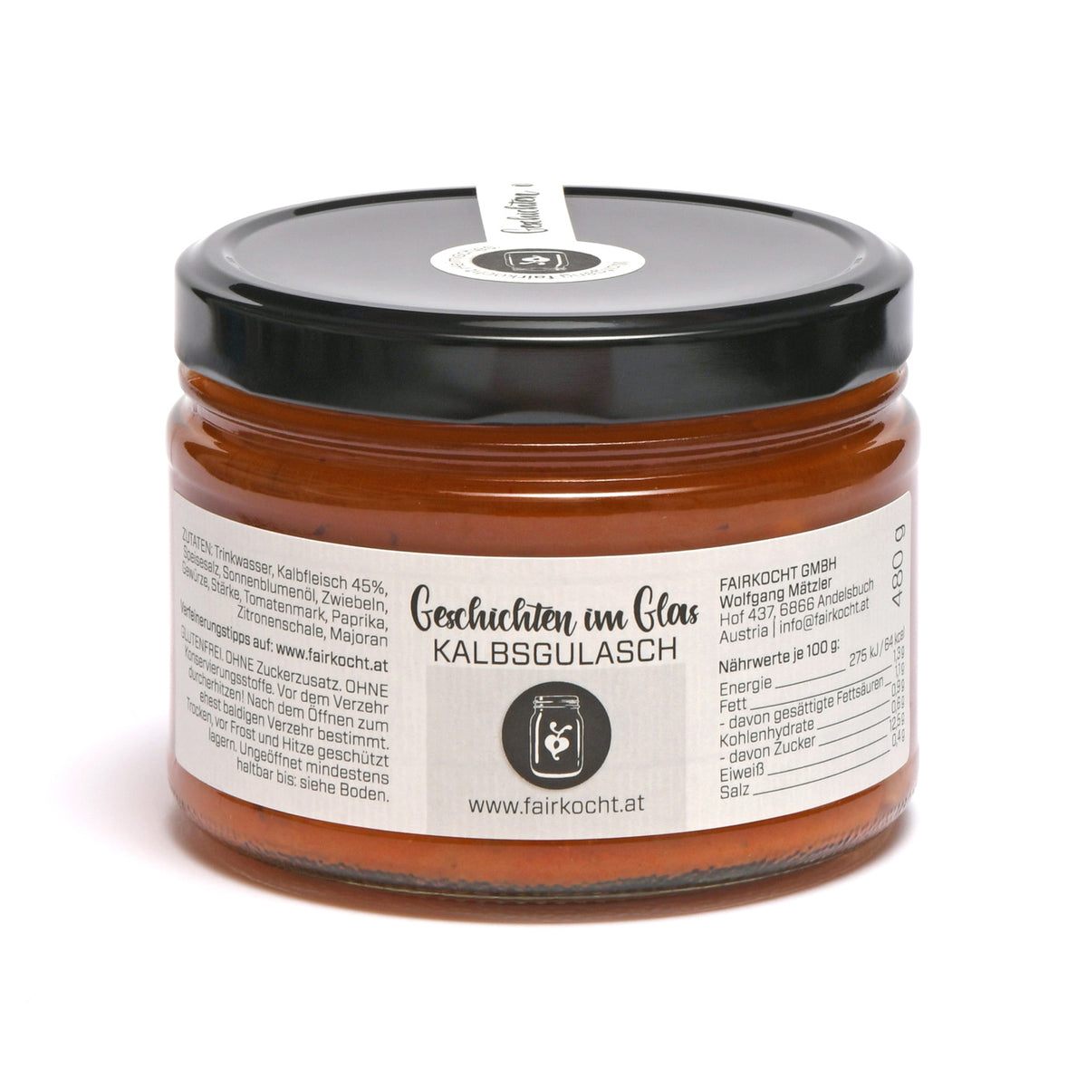 KalbsGULASCH 480g; Fairkocht – Werkraum Bregenzerwald GmbH